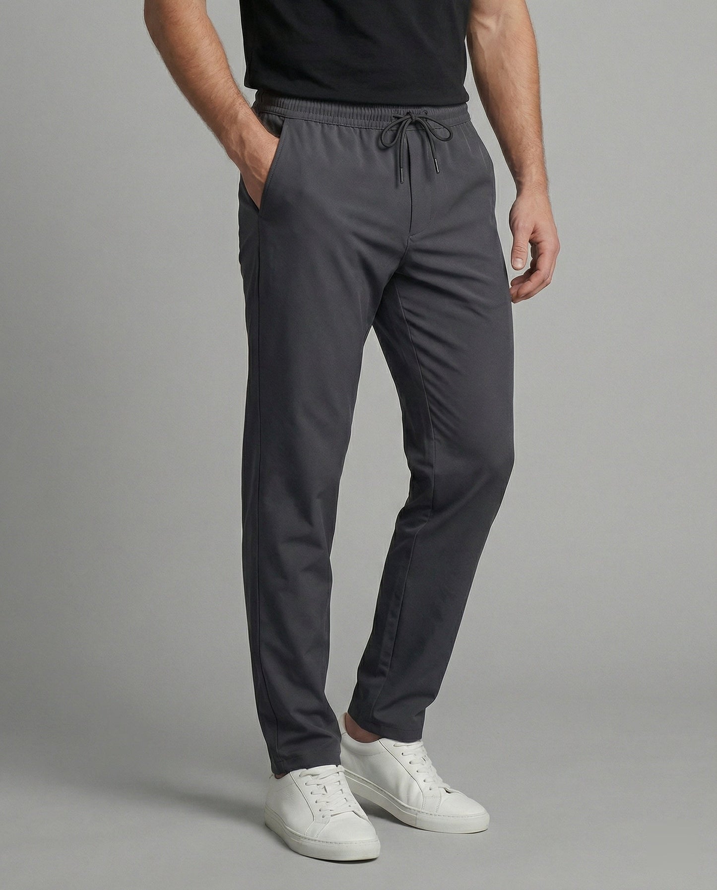 Herren Chino Hose Elastisch Mit Tunnelzug