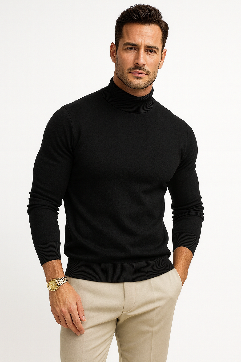Herren Pullover Stehkragen