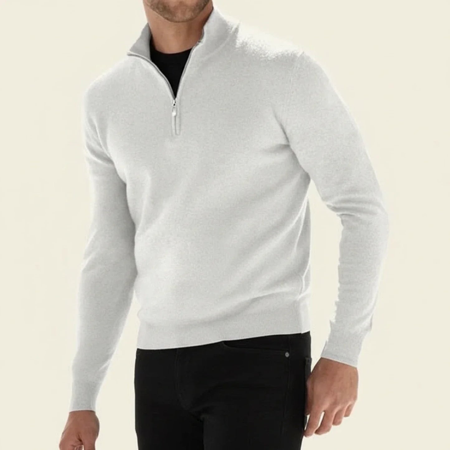 Herren Langarmpullover Halb-Reißverschluss