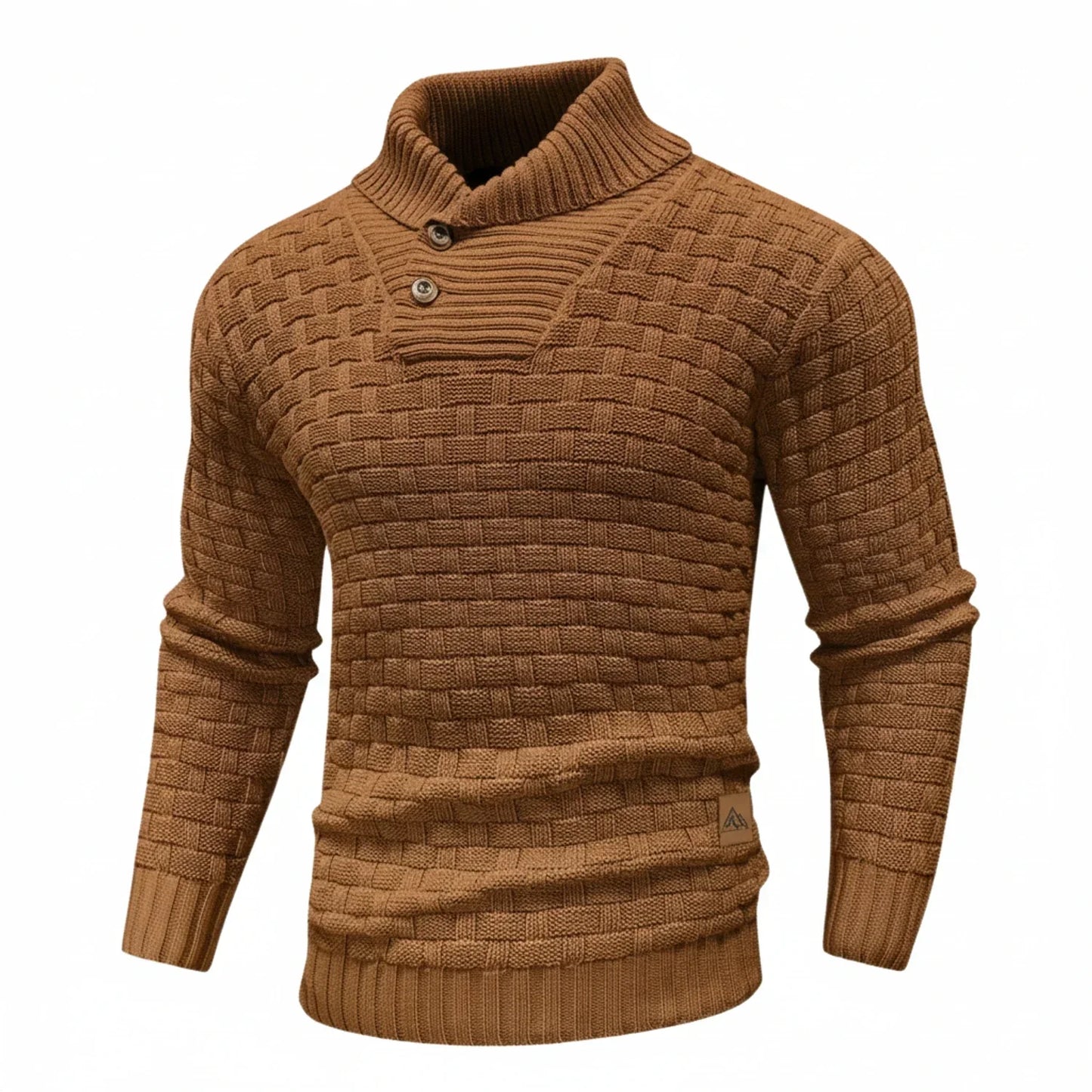 Herren Strickpullover Strukturierter Look Knopfkragen