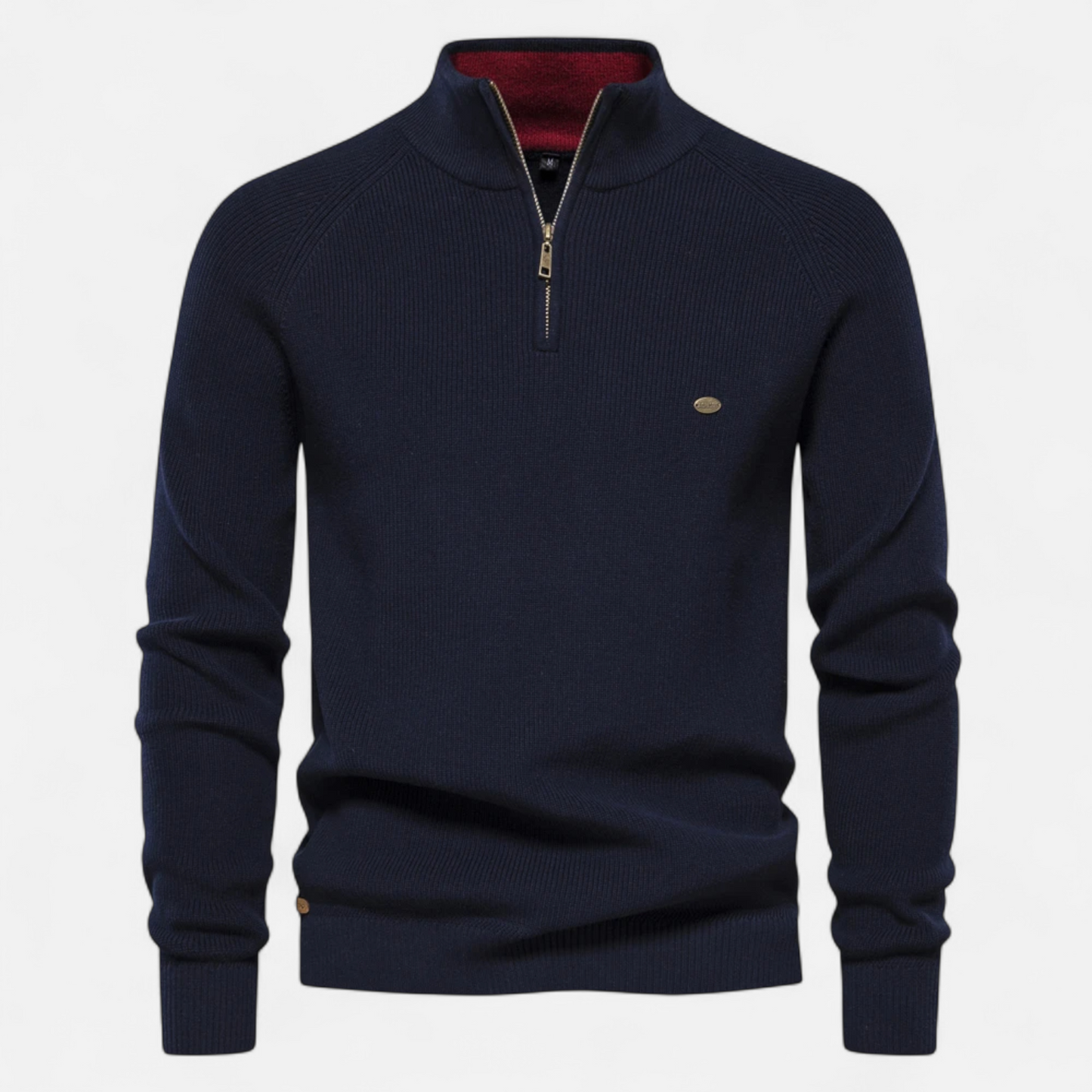 Herren Strickpullover Stehkragen Reißverschluss Feine Baumwolle
