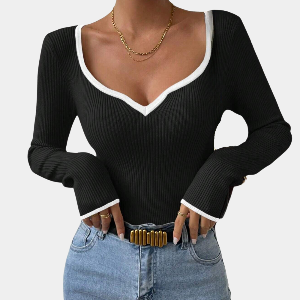 Damen V-Ausschnitt aus Jersey