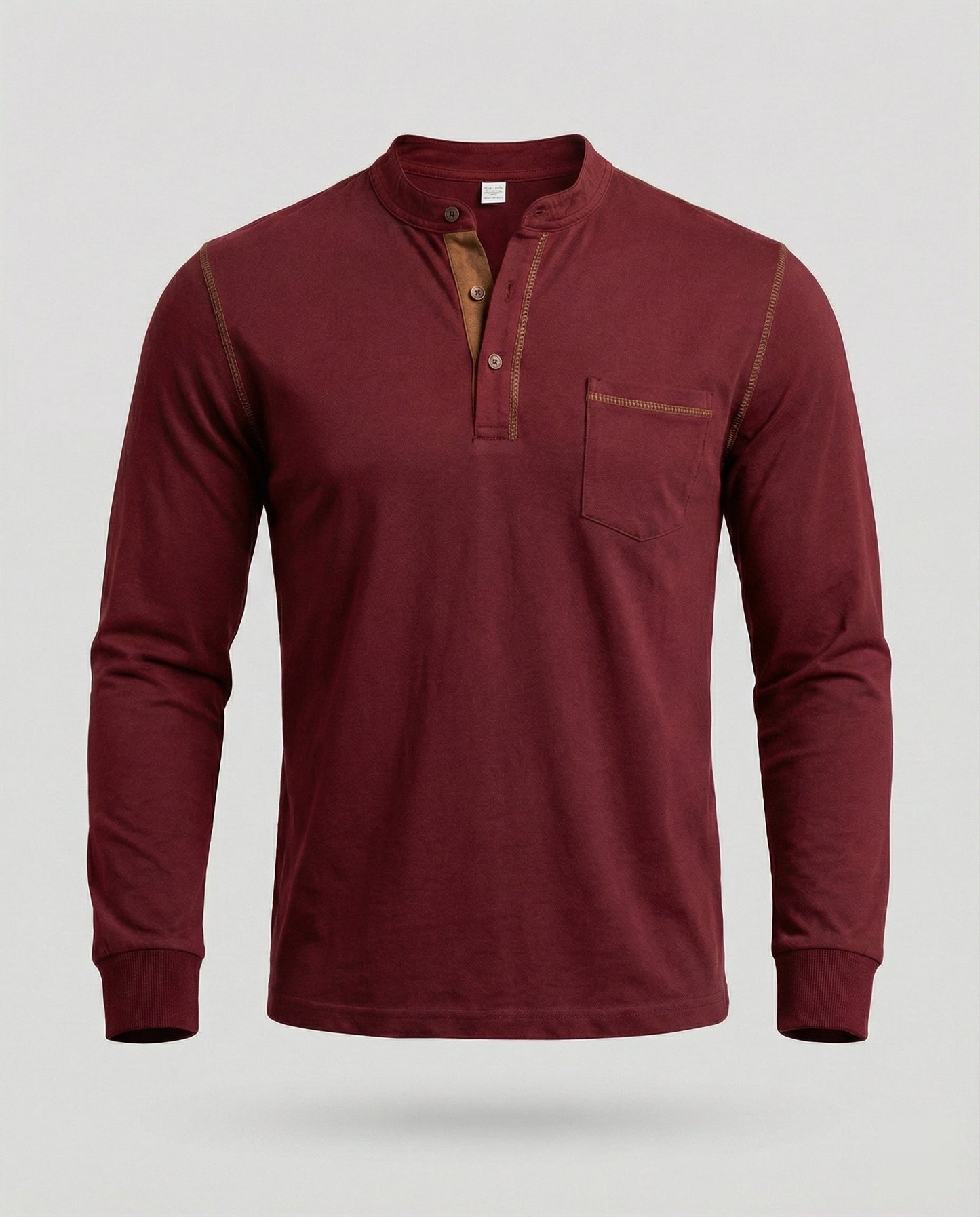 Herren Langarm Henley Hemd