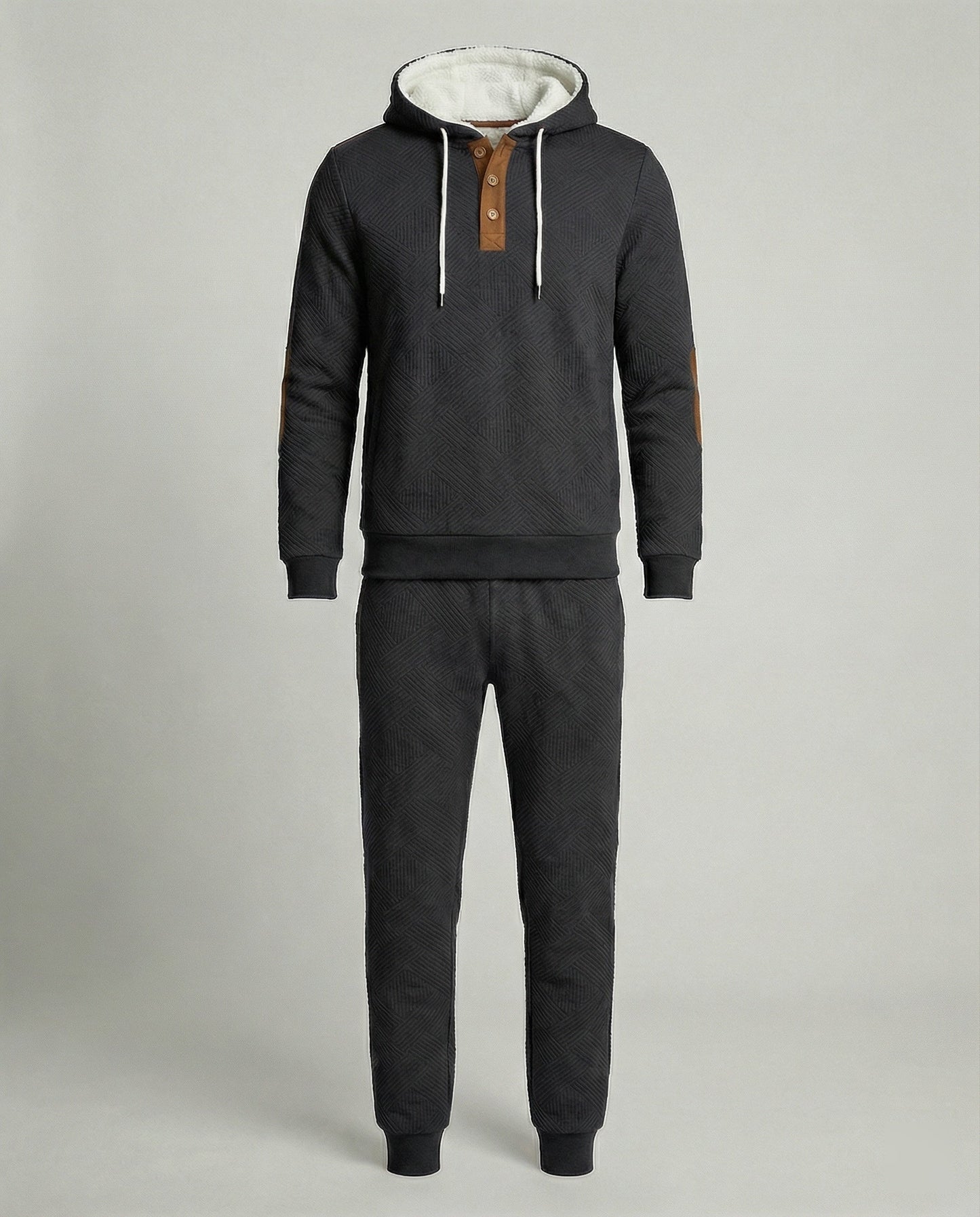 Herren Hoodie Jogginganzug Set Baumwolle Grau