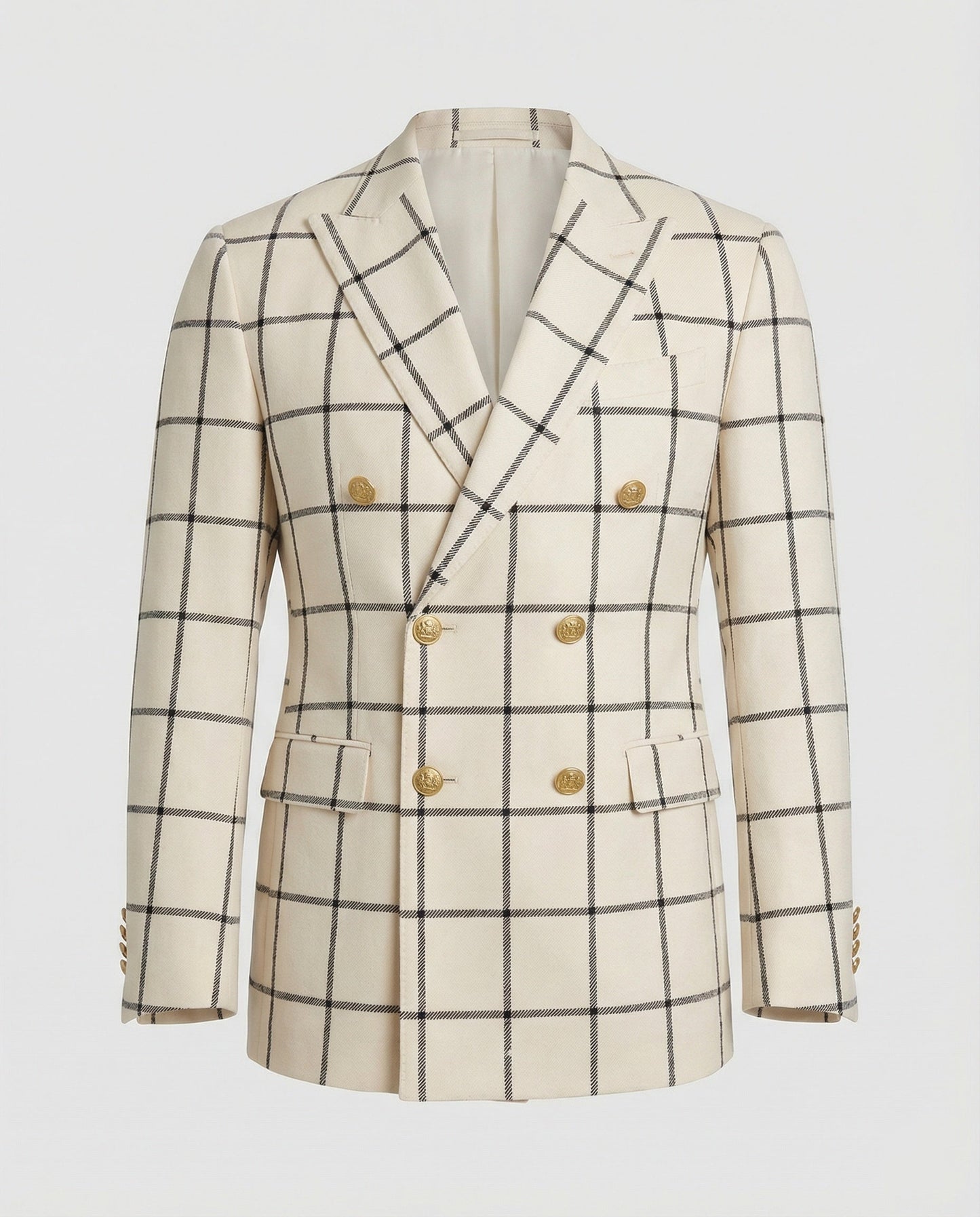 Herren Blazer Doppelter Knopfleiste Karo