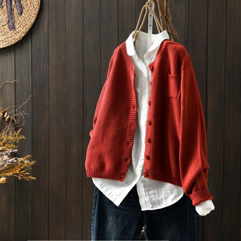 Damen Übergroße Strickjacke mit Knöpfen
