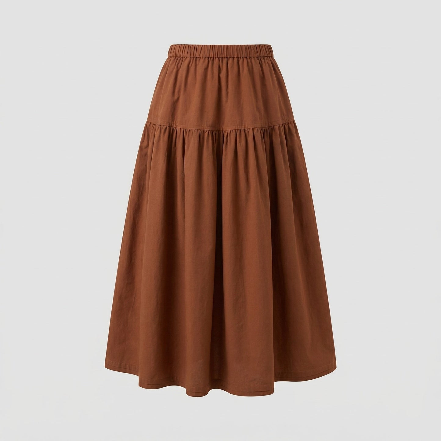 Damen Weicher Midi-Stufenrock Gummibund