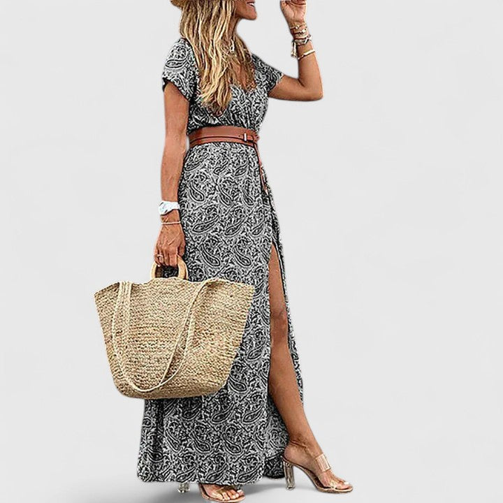 Anke Damen Maxikleid Lässig V-Ausschnitt Boho-Stil
