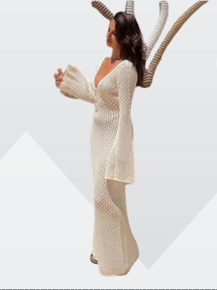 Eveloria Damen Durchsichtiges V-Ausschnitt Kleid