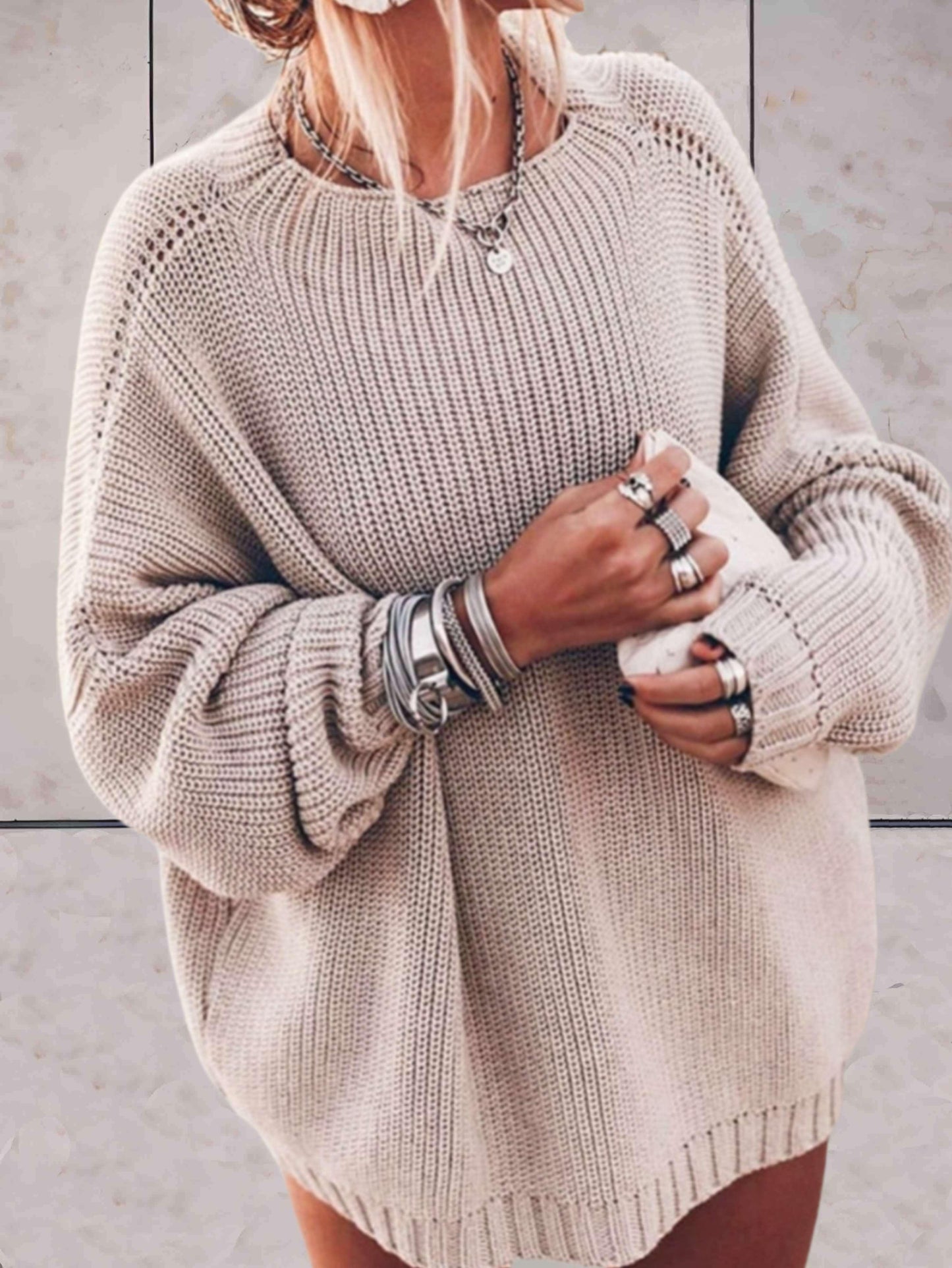 Eveloria Damen Oversize Strickpullover