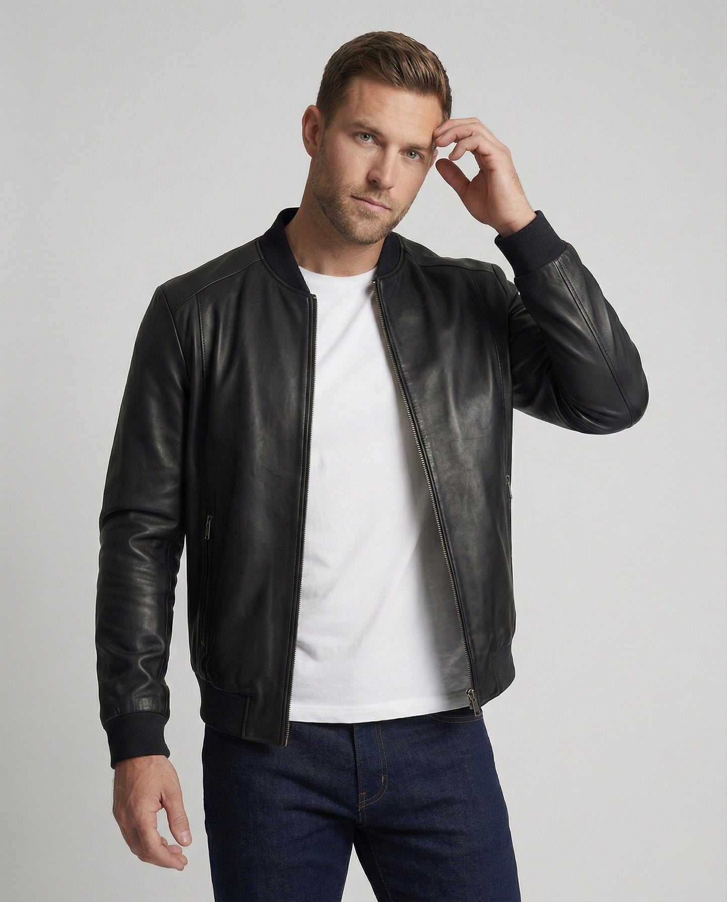 Herren Leder-Bomberjacke