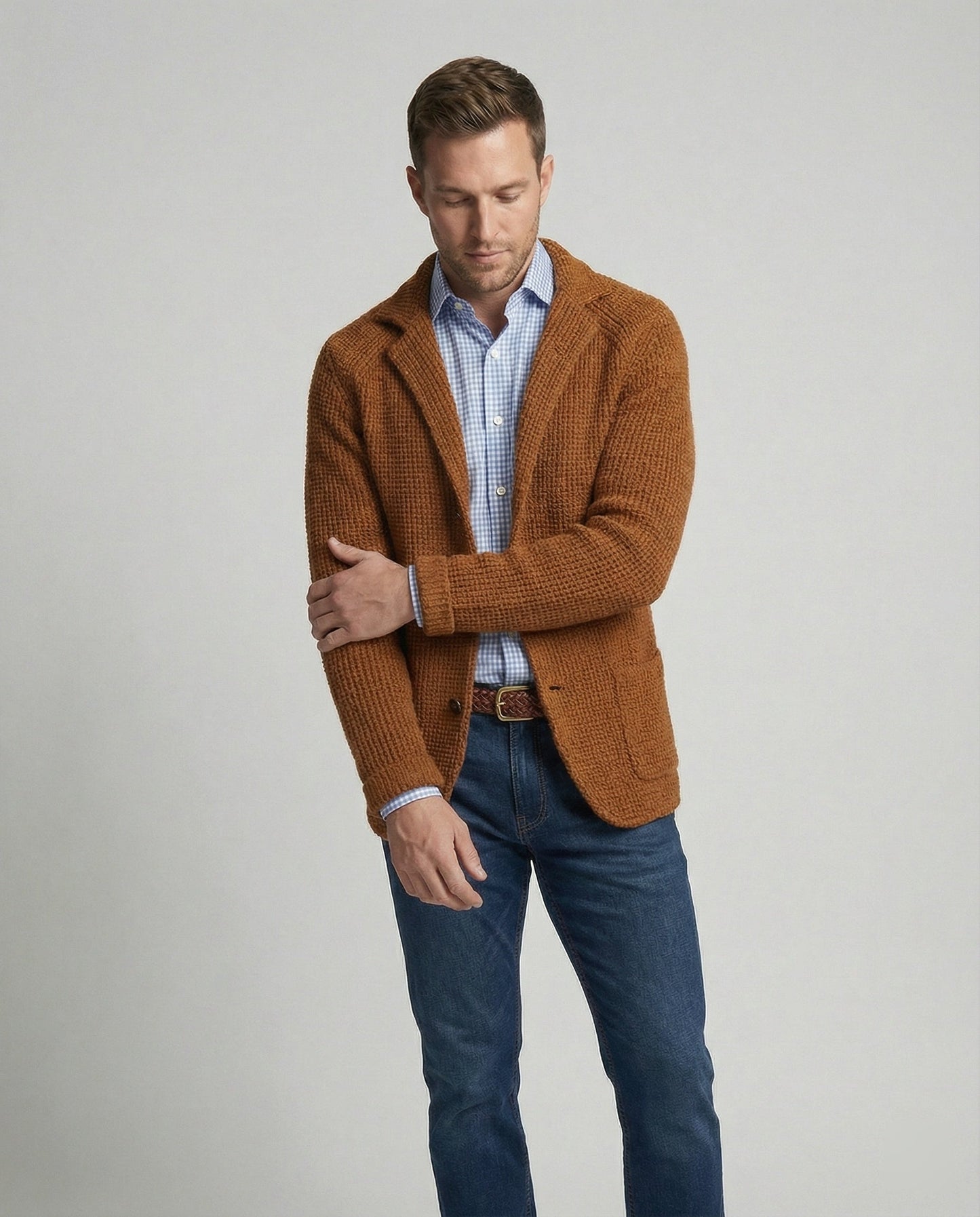 Herren Strickblazer Reverskragen