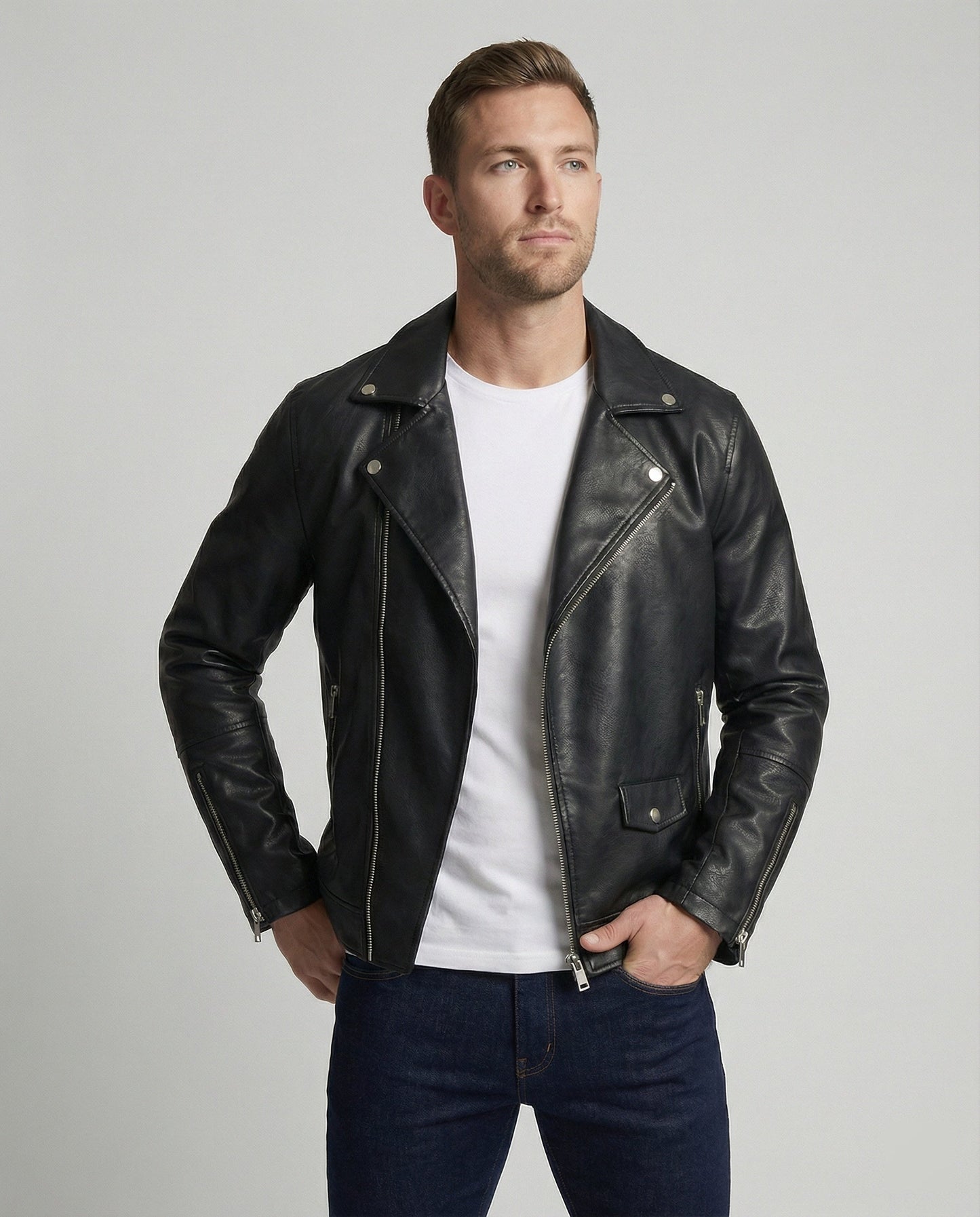 Herren Leder Motorradjacke Nappa