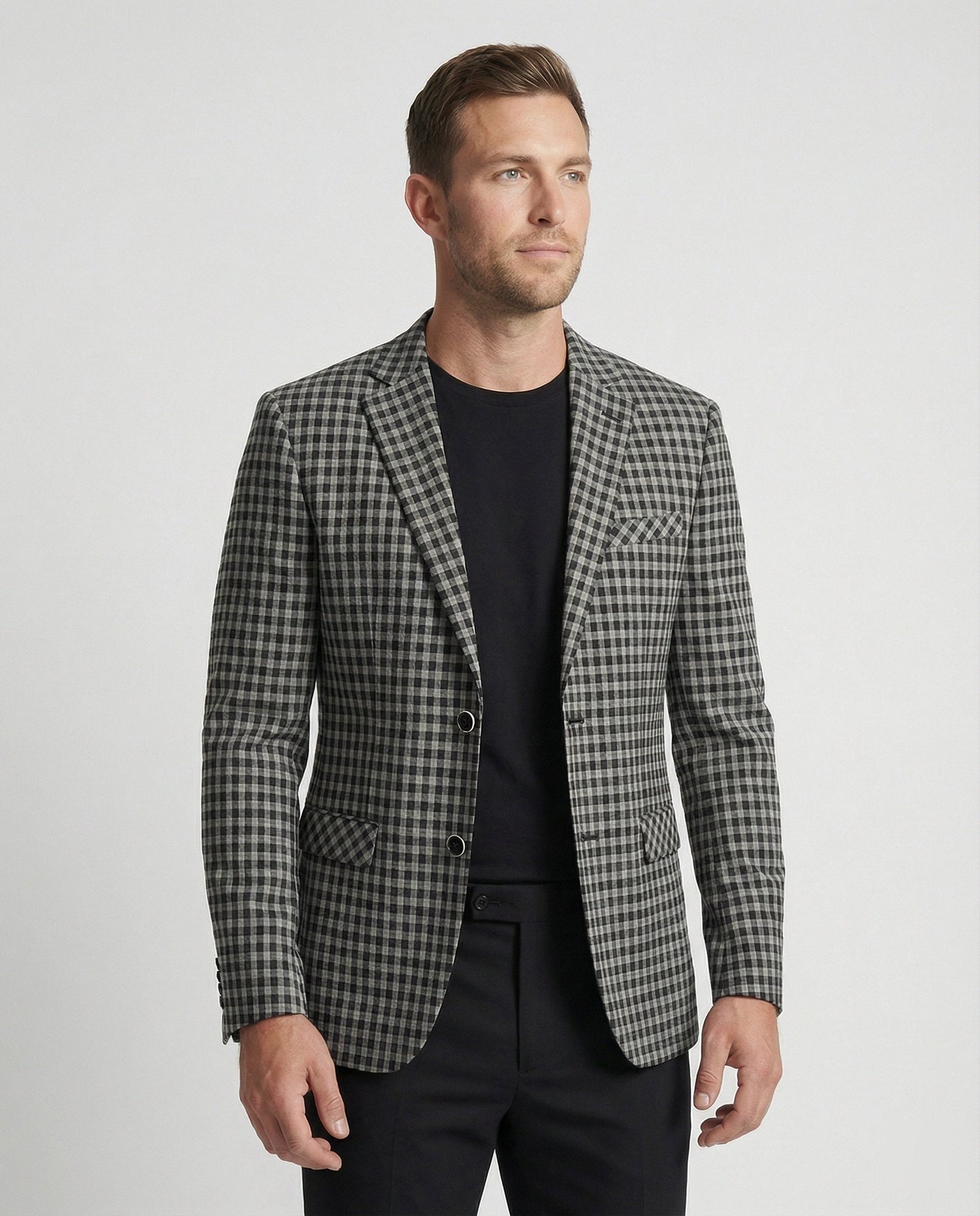 Herren Slim Fit Sakko Glencheck Einreiher