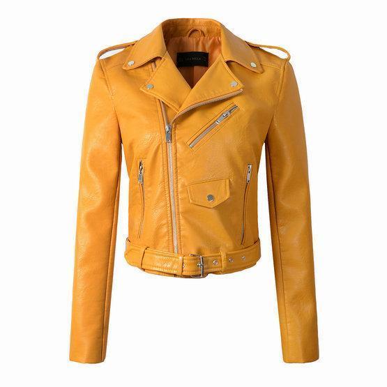 Damen Bikerjacke Asymmetrischer Reißverschluss Leder