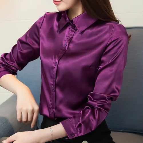 Eveloria Damenbluse Seidensatin Eleganz