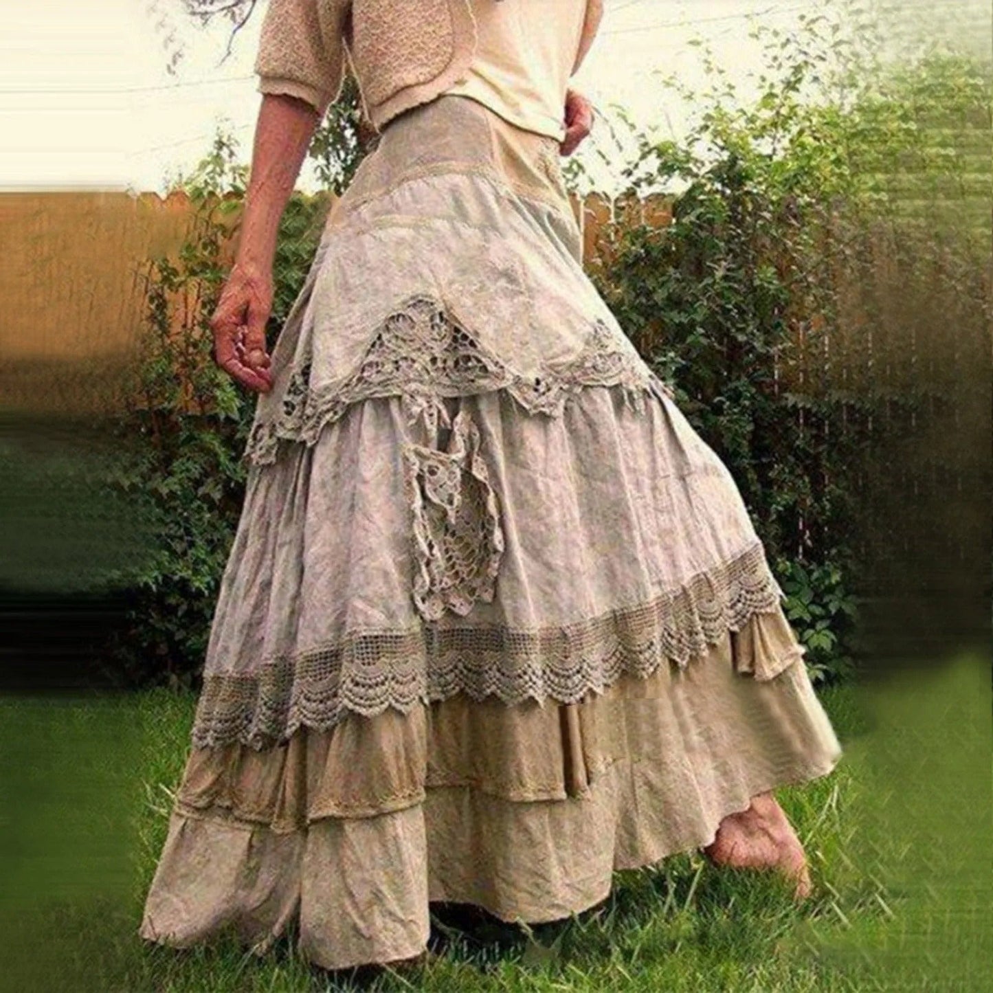 Eveloria Damen Boho-Rock Spitze Lang