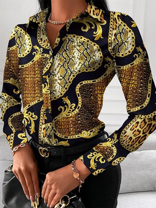 Eveloria Damenbluse mit goldenen Details