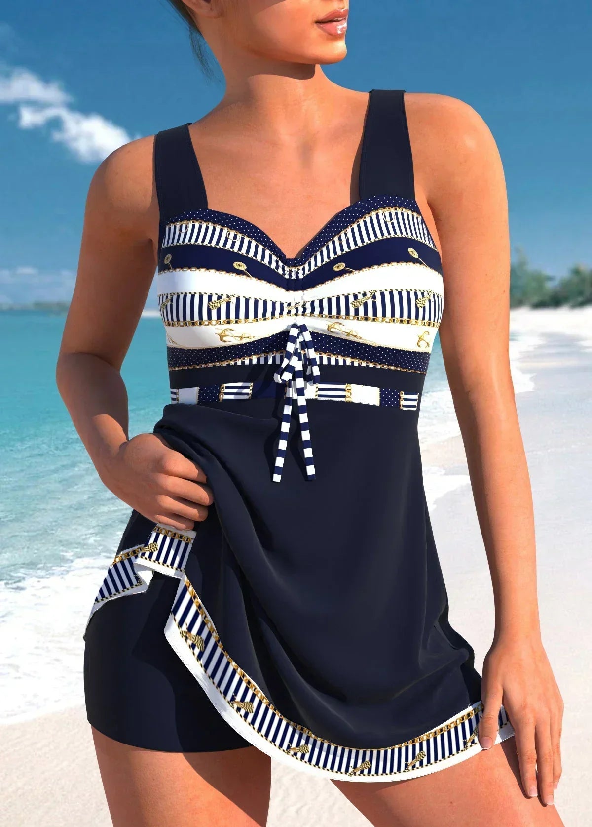 Eveloria Damen Tankini Patchwork Leicht