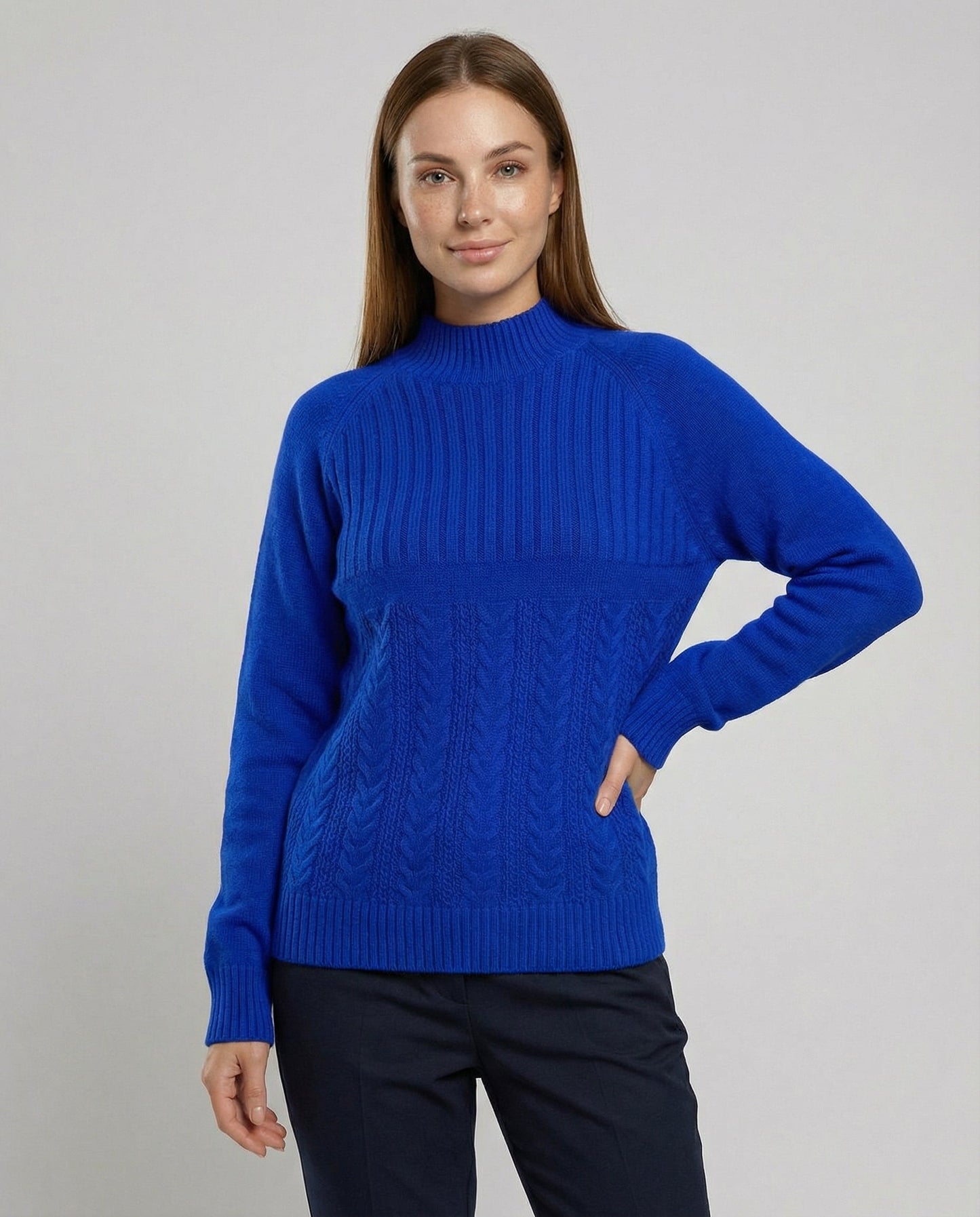 Damen Pullover Gerippt Hoher Kragen - Eveloria