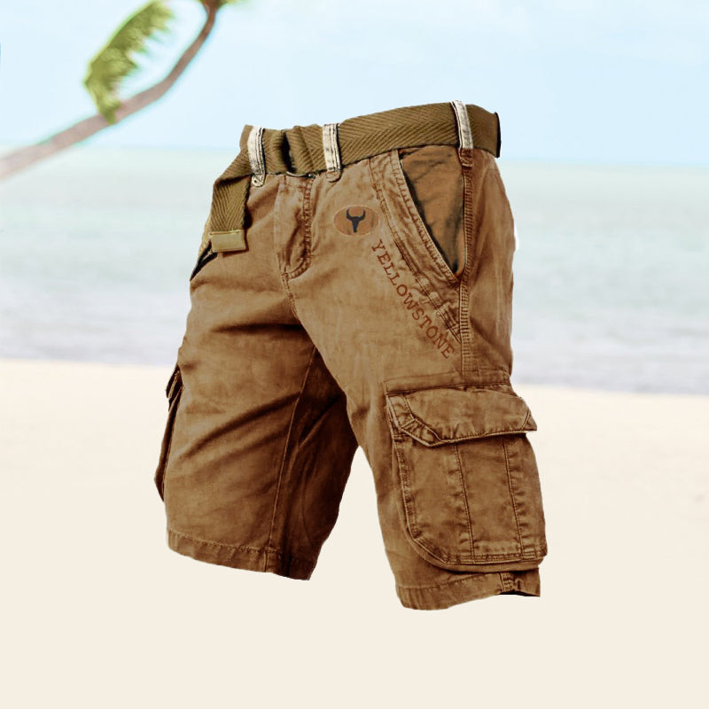 Herren Cargo Shorts Utility-Style Mehrfach-Taschen Beige