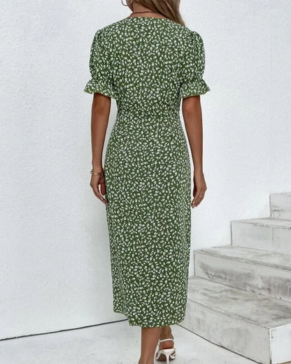 Damenkleid Mit Knöpfen Blumenmuster