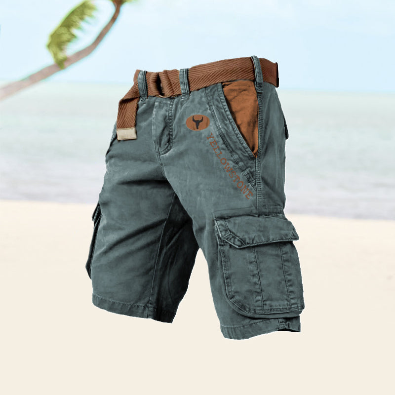 Herren Cargo Shorts Utility-Style Mehrfach-Taschen Beige