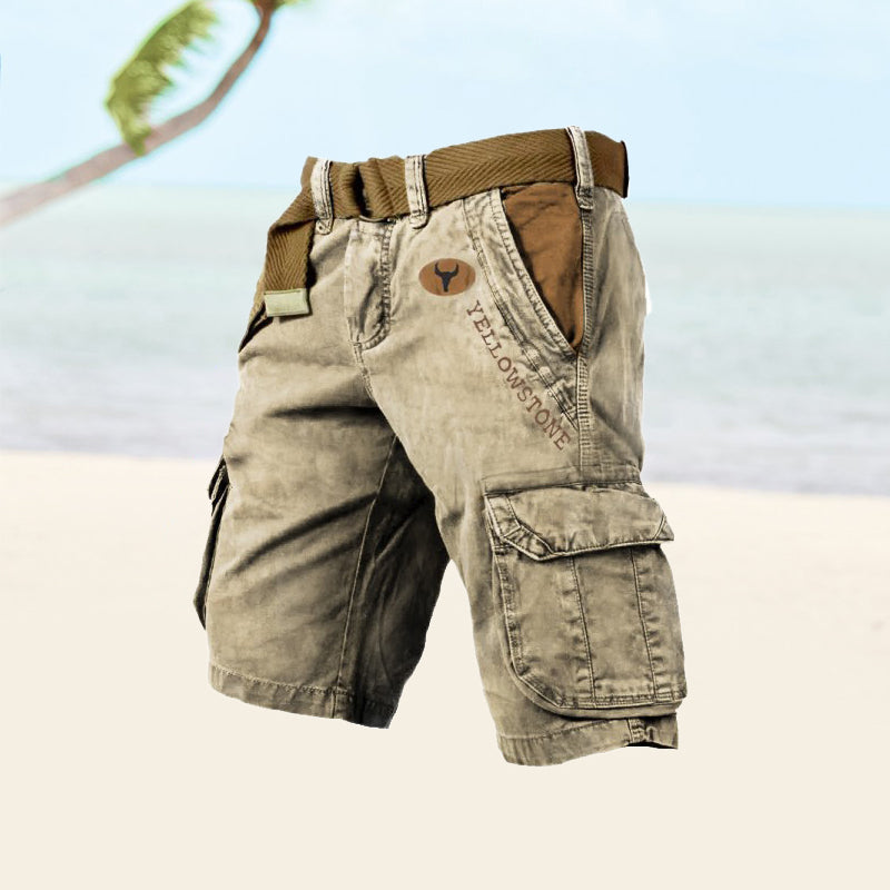 Herren Cargo Shorts Utility-Style Mehrfach-Taschen Beige