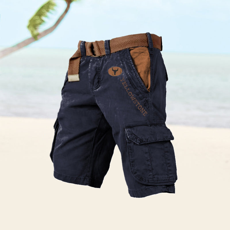 Herren Cargo Shorts Utility-Style Mehrfach-Taschen Beige