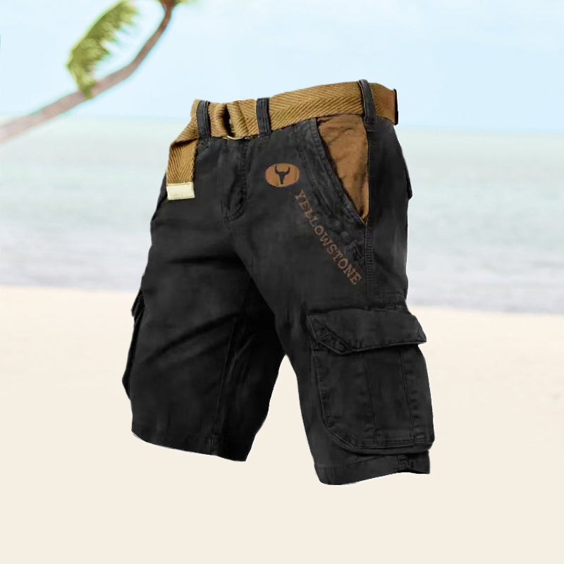 Herren Cargo Shorts Utility-Style Mehrfach-Taschen Beige