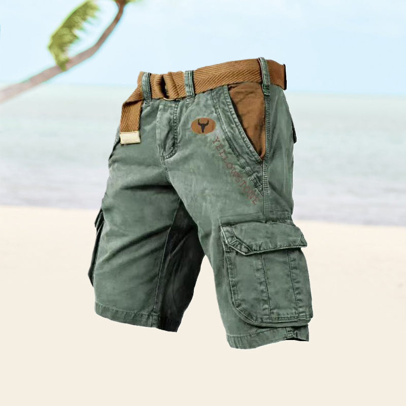 Herren Cargo Shorts Utility-Style Mehrfach-Taschen Beige
