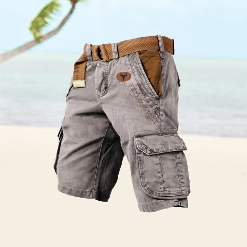 Herren Cargo Shorts Utility-Style Mehrfach-Taschen Beige - Eveloria