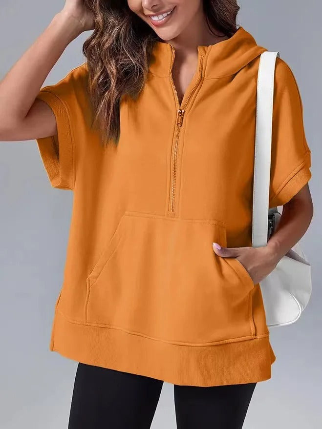 Eveloria Damen Kapuzenpullover Kurzarm Lässig