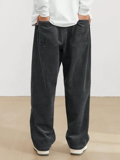 Herren Cordhose Weitschnitt Bequem Braun