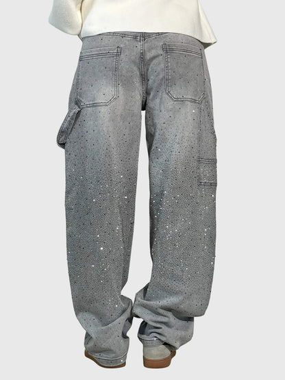 Damen Glänzende Diamant Jeans Hose