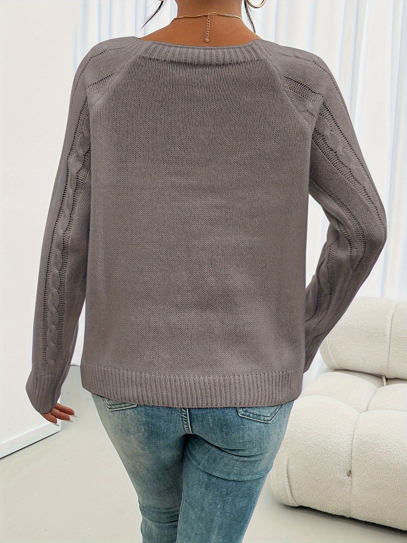 Eveloria Damen Pullover Rundhalsausschnitt Casual