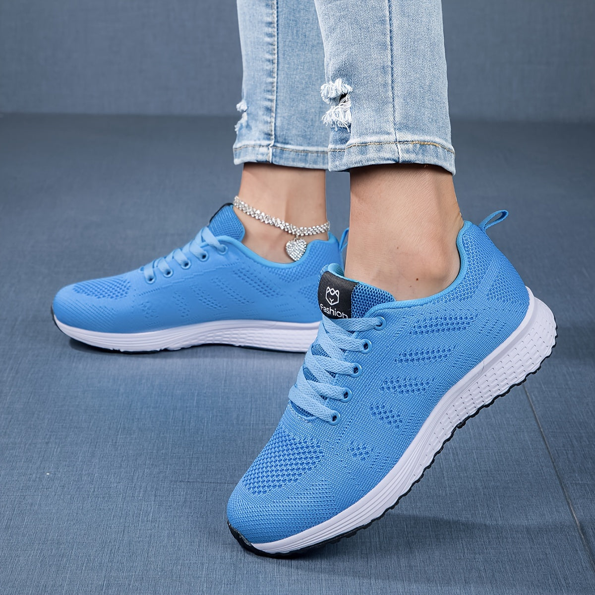 Damen Sneaker Atmungsaktives Mesh Leicht Bequem Schwarz - Eveloria