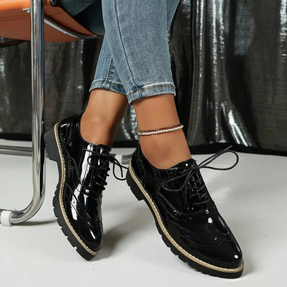 Damen Schnürschuhe Glänzend