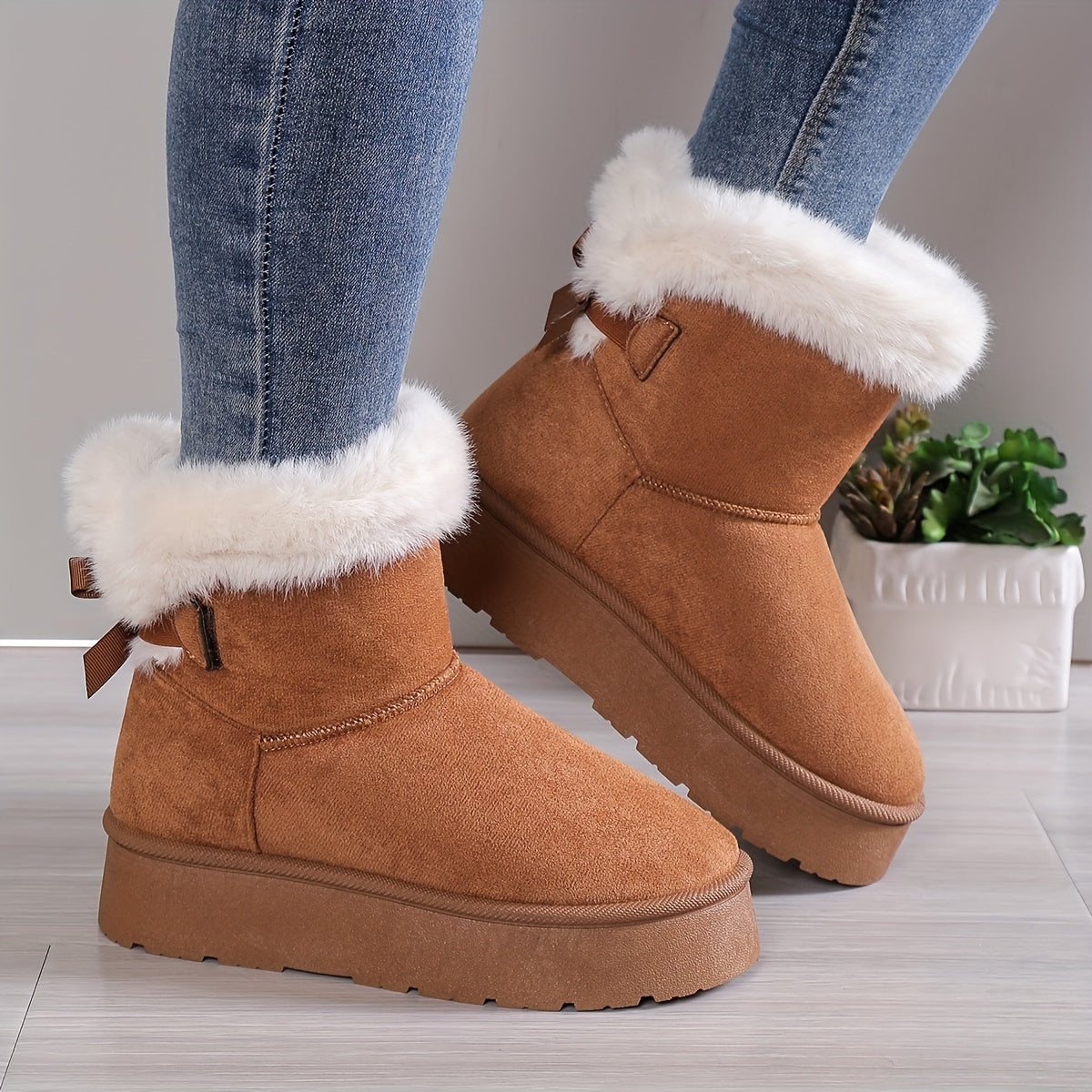 Damen Winterstiefel Warmes Plüschfutter Plattform