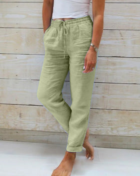 Damenhose Elastischer Bund Leicht Bequem Schwarz - Eveloria