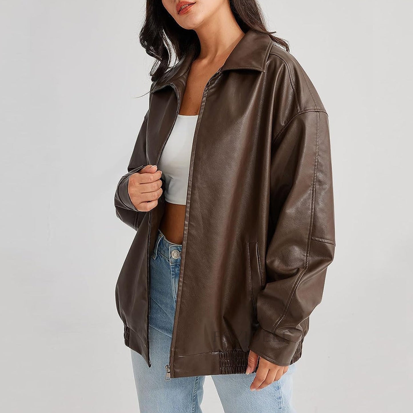 Damen Oversized Zip-Up Jacke Modern