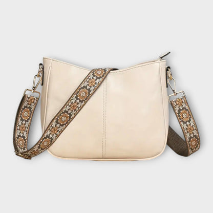 Damen Schultertasche Boho Stil Leder Braun