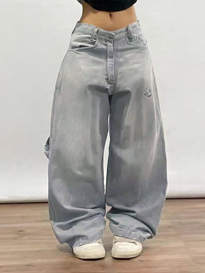 Graue Amerikanische Retro Boyfriend Jeans
