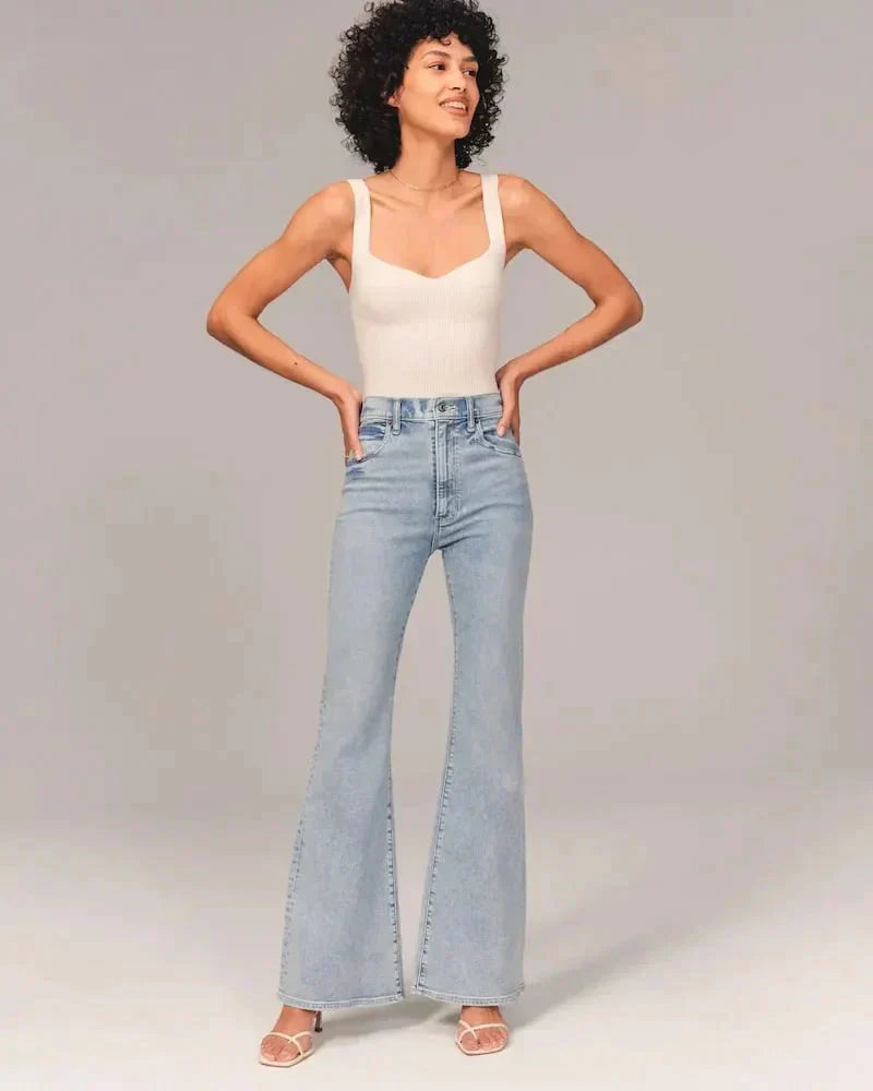 Eveloria Damen Bootcut Jeans Shaping Effekt
