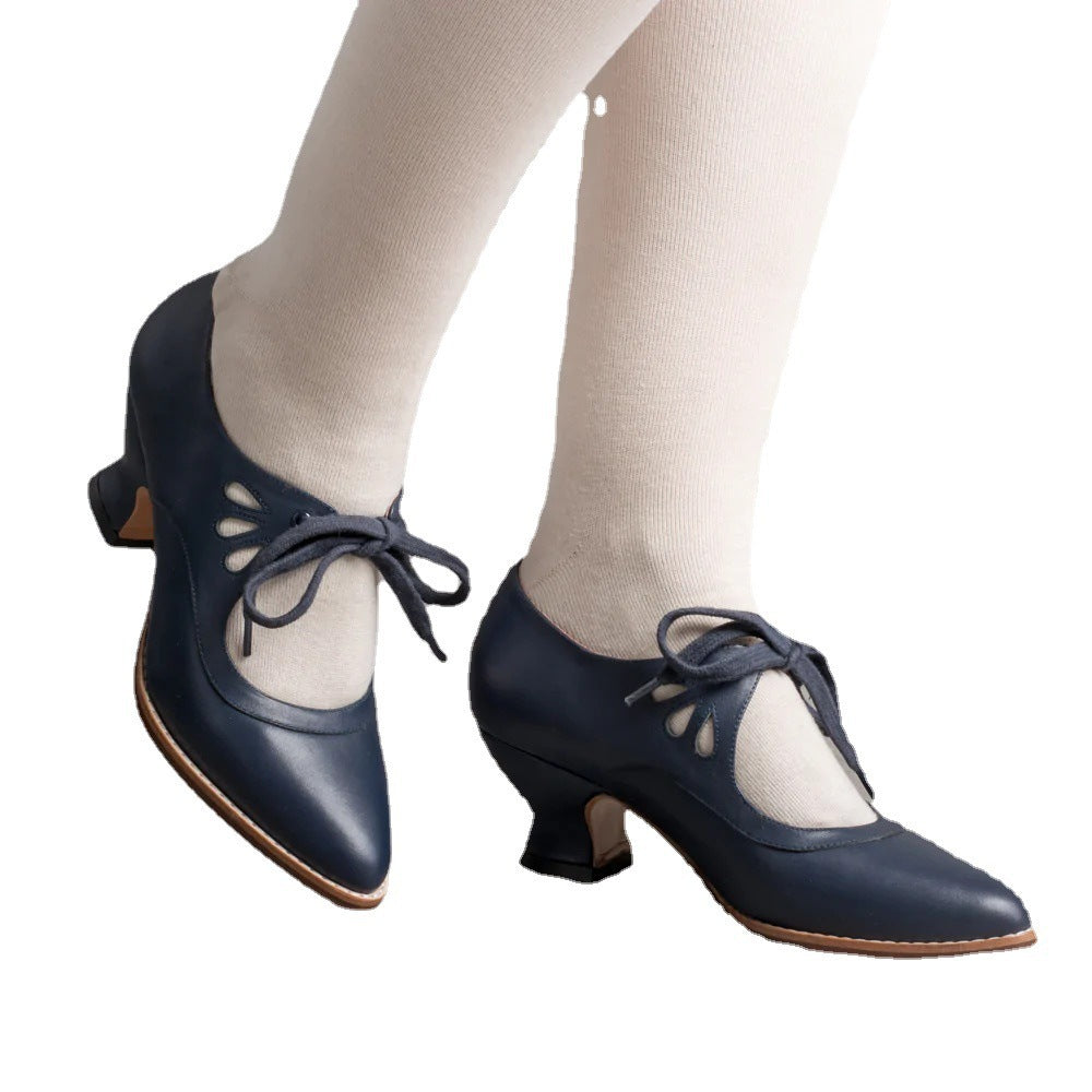 Damen High Heels Schnürschuhe Vintage Stil