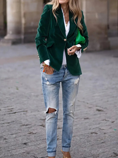 Damen Blazer Samt Tailliert