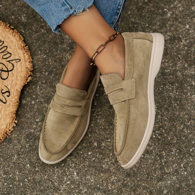 Herren Loafer Dunkelblau Beige Veloursleder