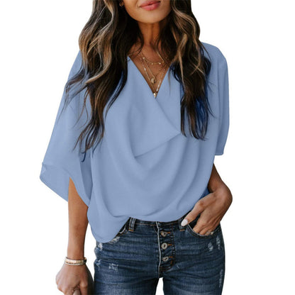 Damen Chiffonhemd V-Ausschnitt