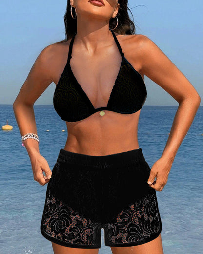 Eveloria Damen Bikini Weiß Spitze