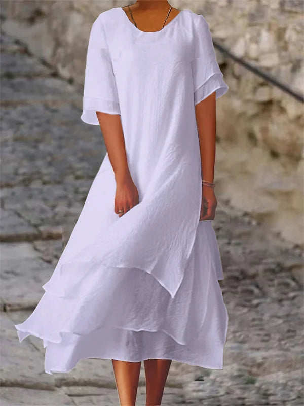 Eveloria Damen Blockschlitzkleid Eleganz